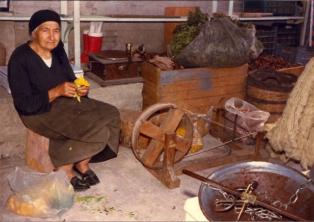 Frosso's mother cleaning vegetables